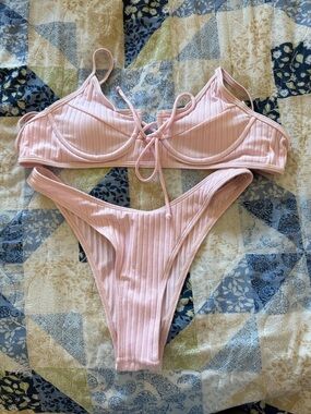 Ribbed Pink Bikini Set - Women’s Intimates & Swimwear